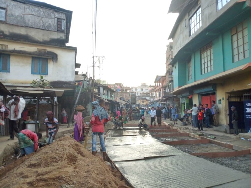 Road construction work in progress at Zeliangrong village on December 21. (Morung Photo)